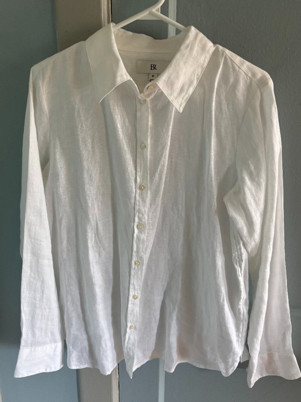 Banana Republic White 100% Linen Button Up Blouse M NWOT